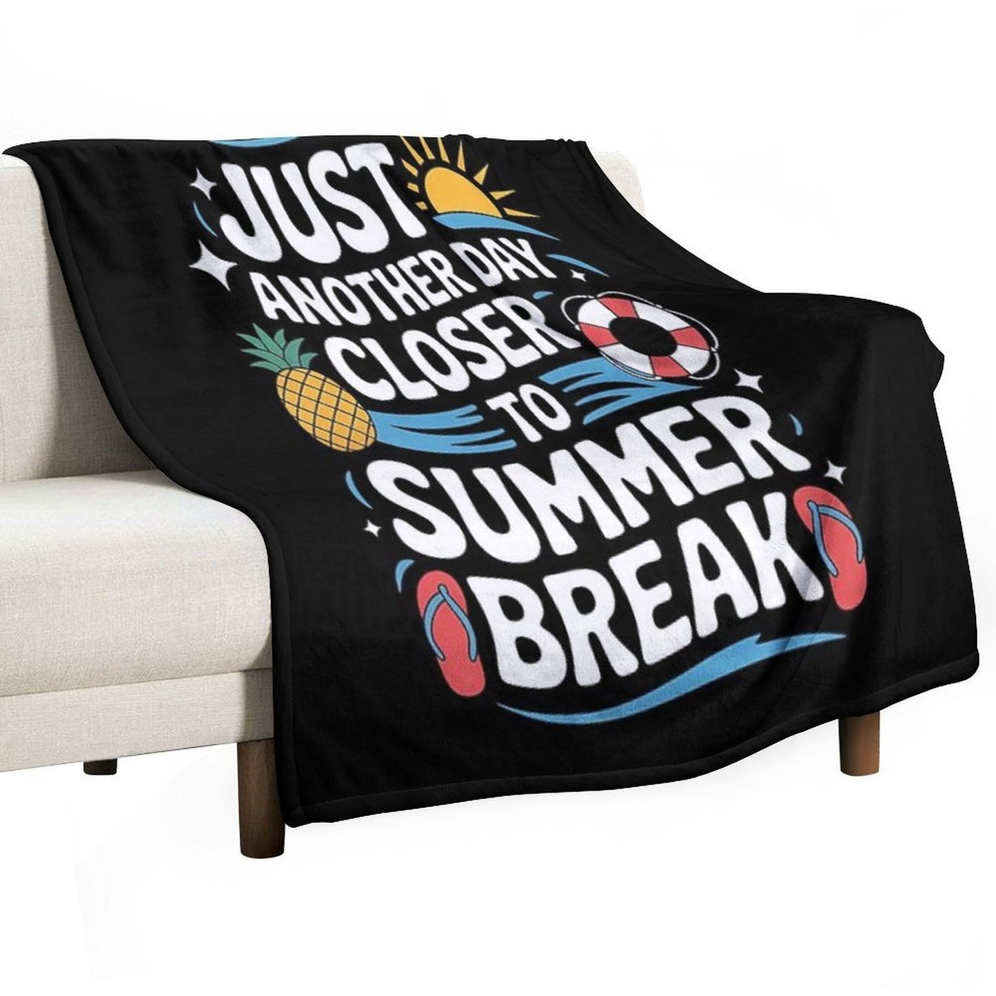 Just Another Day Closer To Summer Break Countdown Fun Vibes Sustainable Throw Blanket