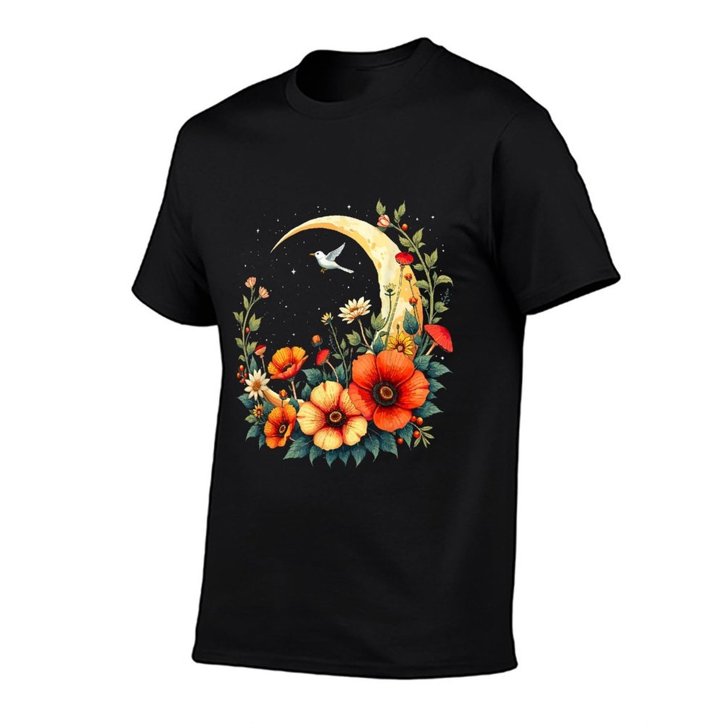 Moon Wildflower Ribbed Collar T-Shirt