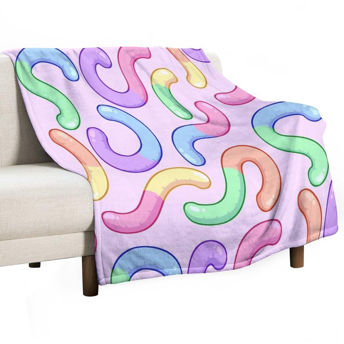 Gummy Worm Pattern Compact Throw Blanket
