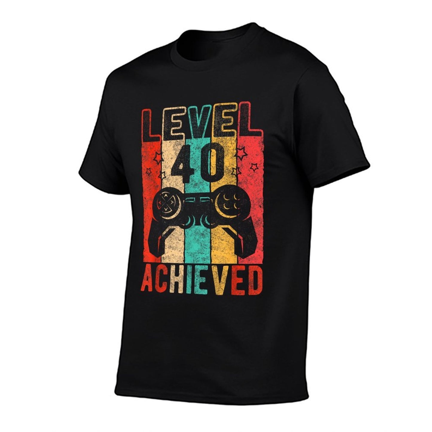40th Birthday Level 40 Achieved, Distressed Retro Birthday Cotton T-Shirt