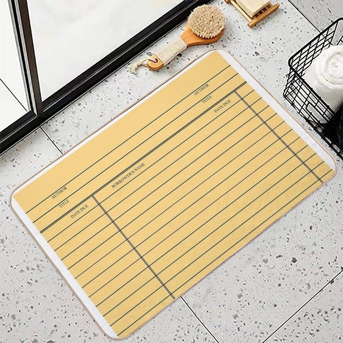 Vintage Library Card - Yellow Gold Pet-Safe Bath Mat