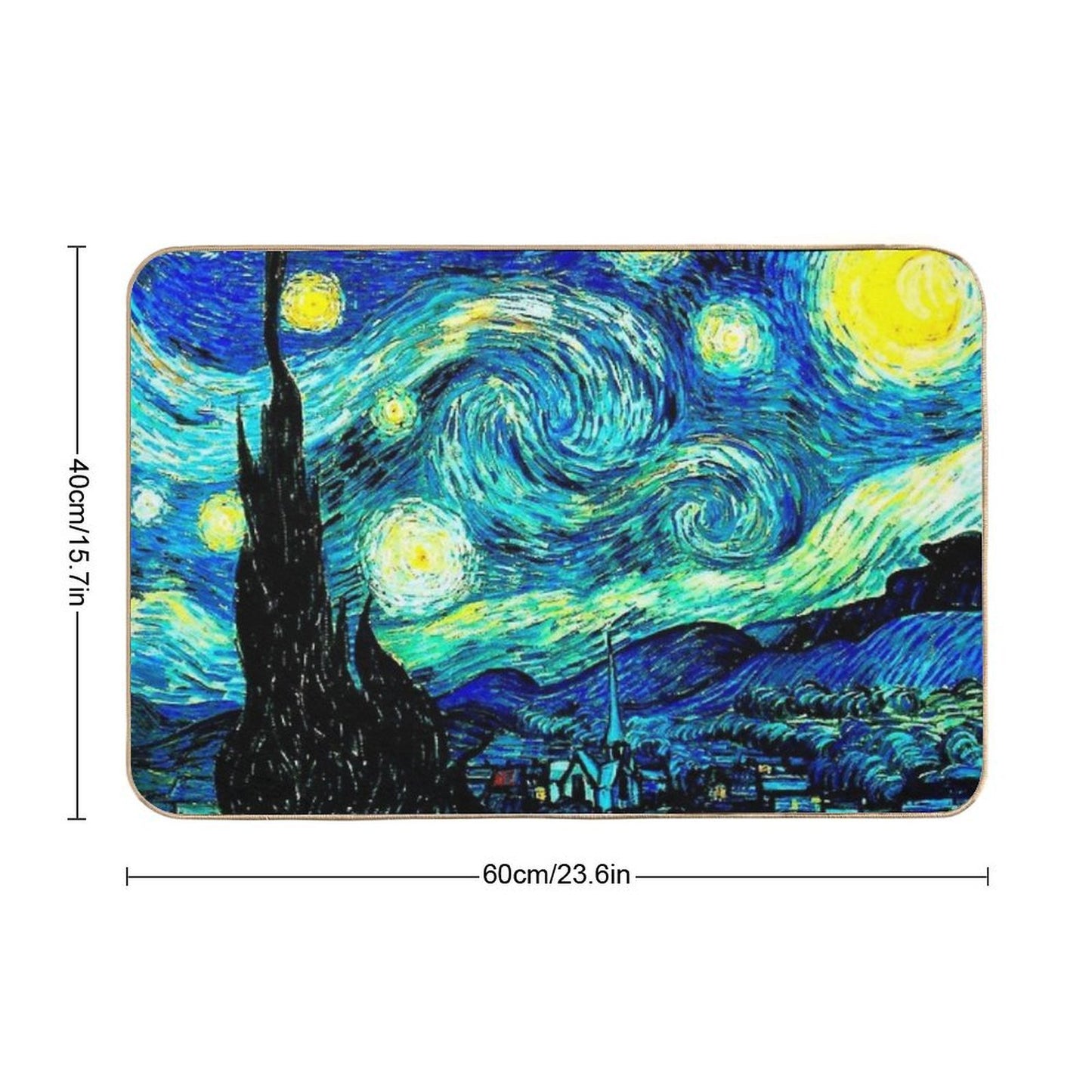 STARRY NIGHT Vincent Van Gogh Famous Painting Print Dirt-Trapping Bath Mat