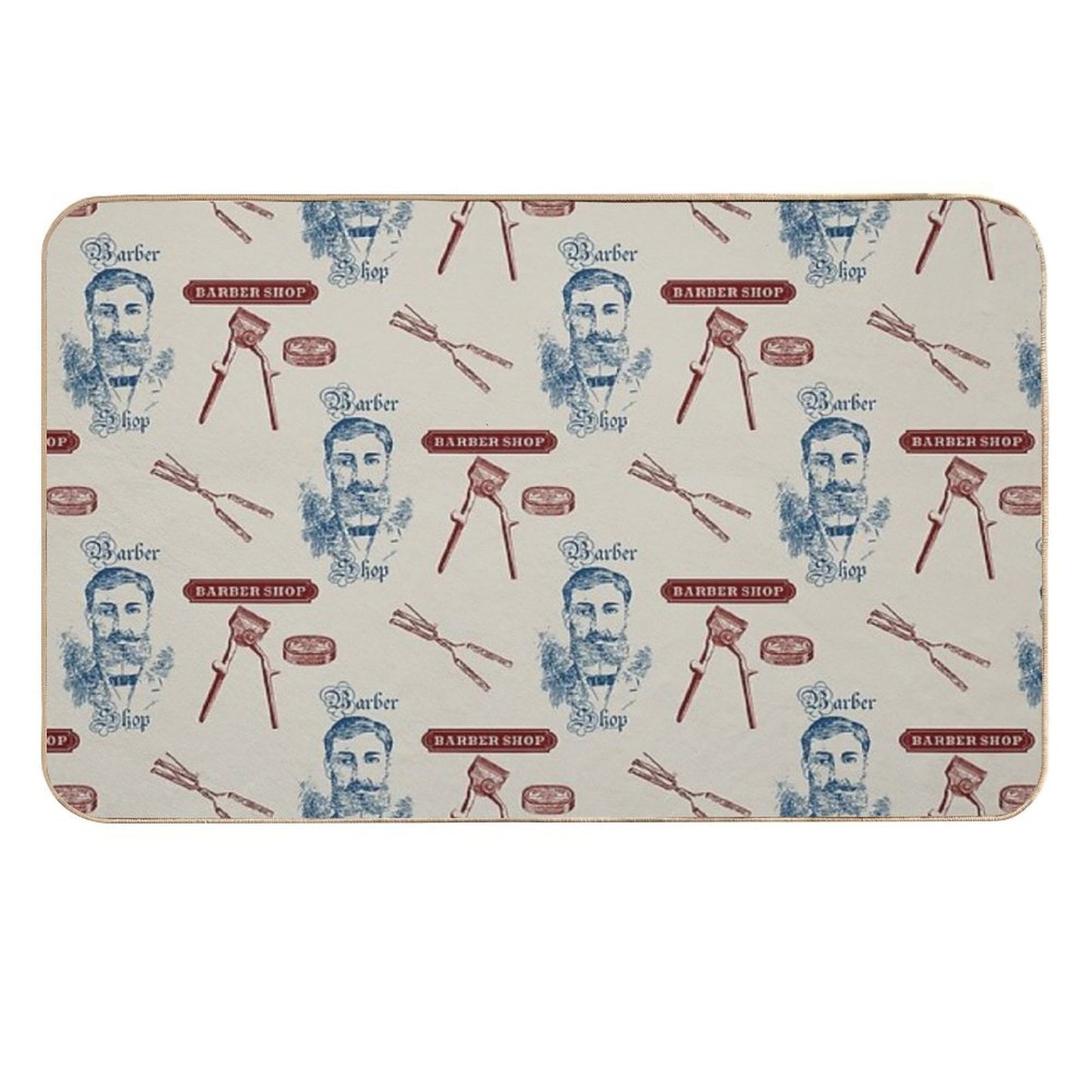 Vintage Barber Shop Mustache Easy Maintenance Bath Mat