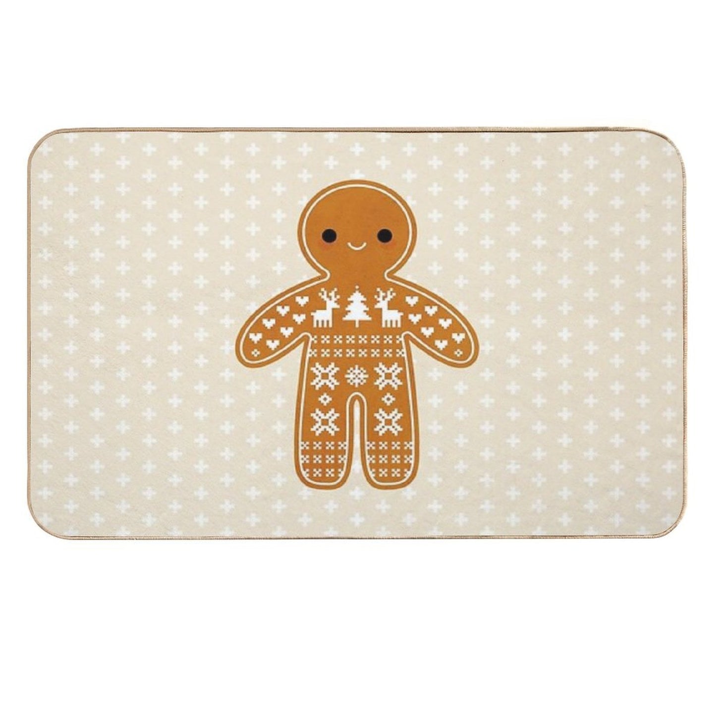 Sweater Pattern Gingerbread Cookie Non-Slip Bath Mat