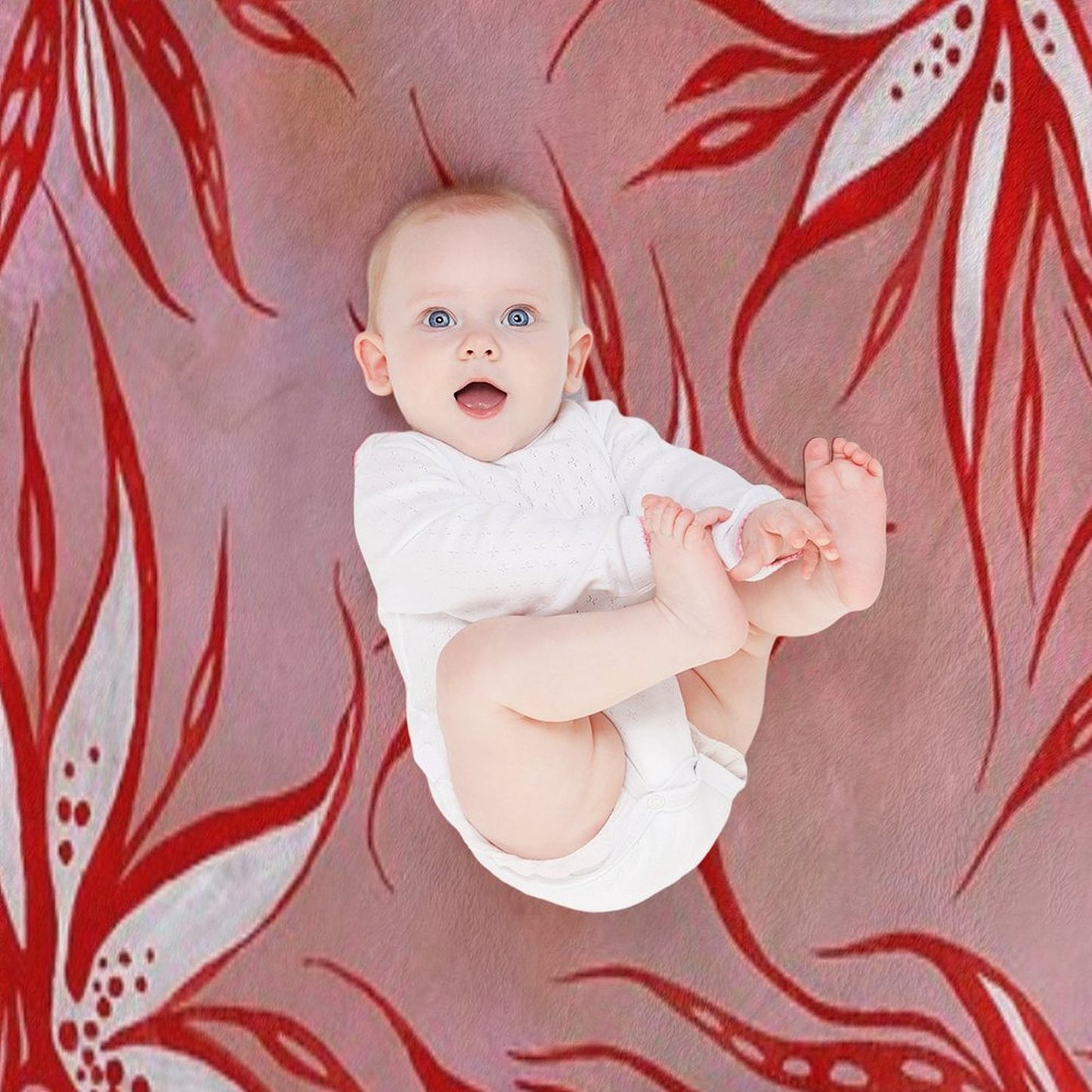 Red Coral Flowers Compact Throw Blanket