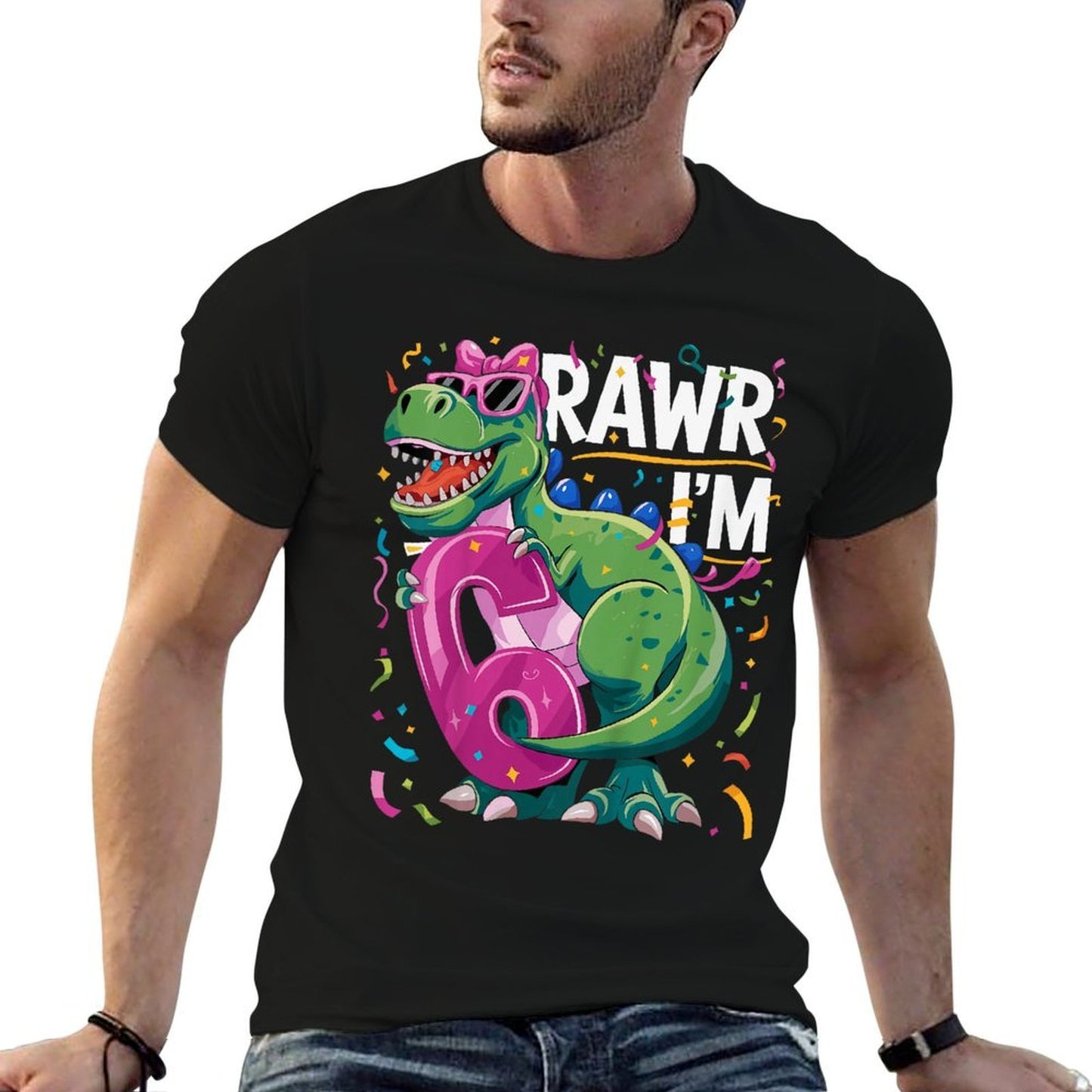 Kids 6 Year Old T Rex Dinosaur 6nd Birthday Girl High-quality Stitching T-Shirt