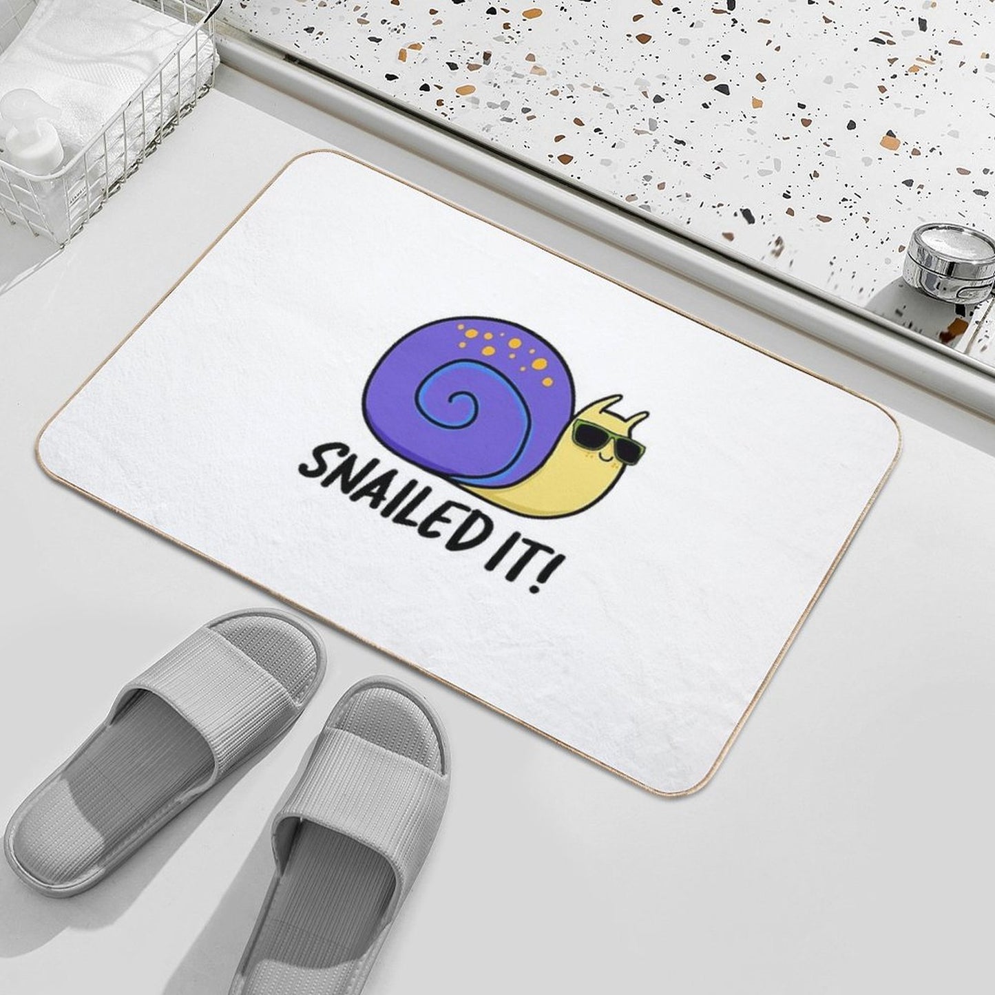 Snailed It Funny Snail Puns Pet-Safe Bath Mat