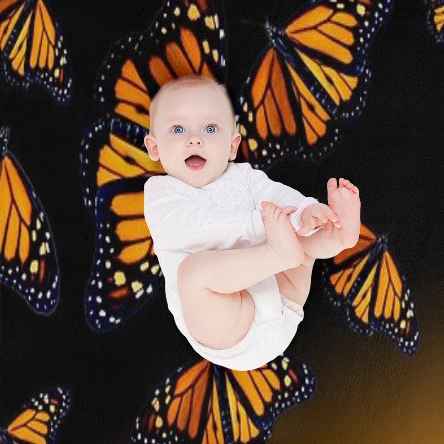 Orange Monarch Butterflys Wrinkle-free Throw Blanket