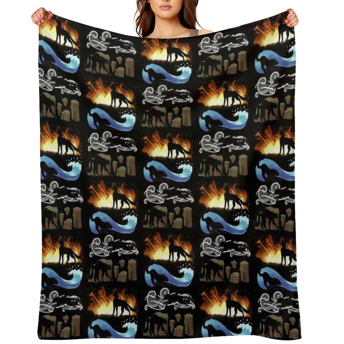 Four Elements, Four Cats Multi-functional Throw Blanket