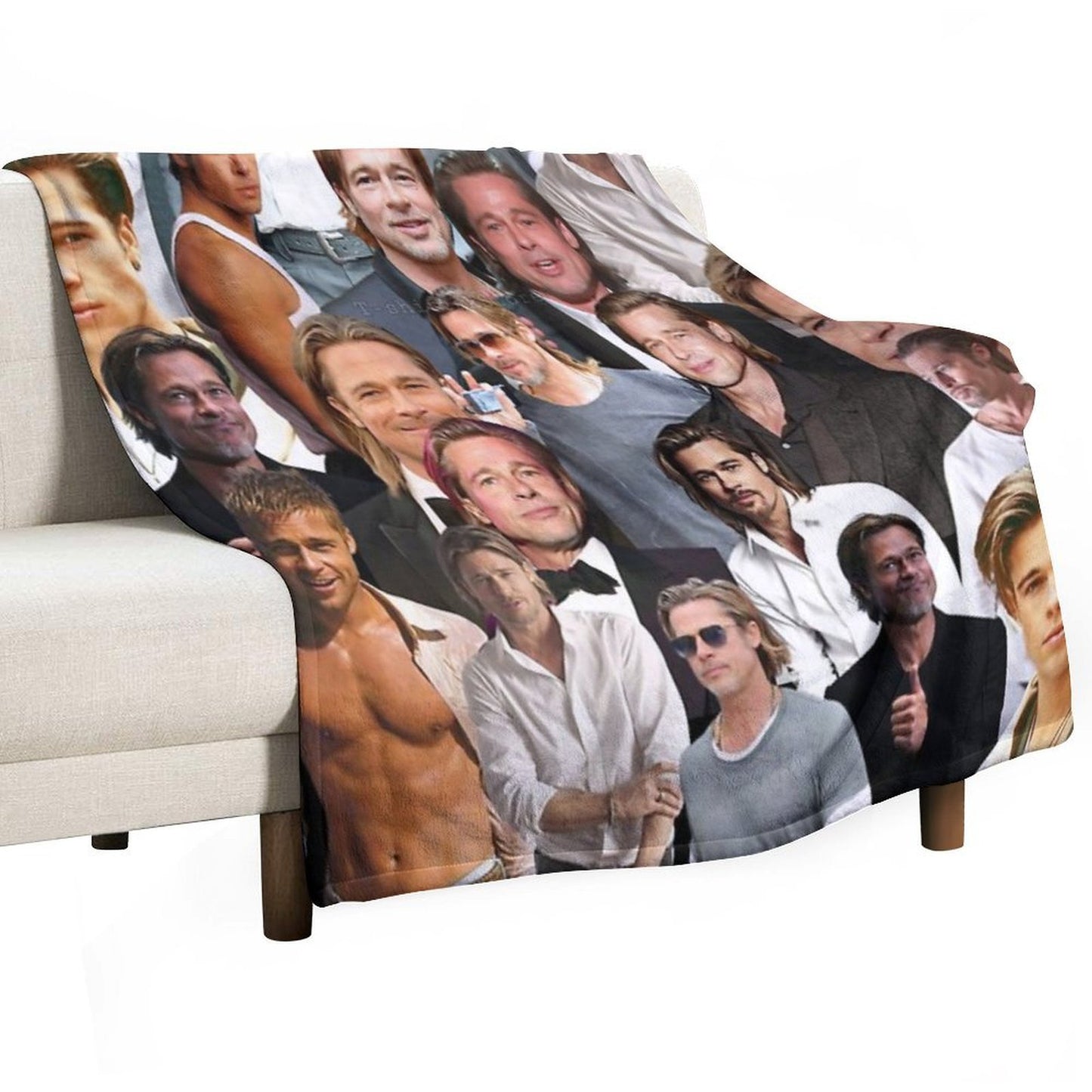 Brad Pitt Photo Collage Travel-friendly Throw Blanket