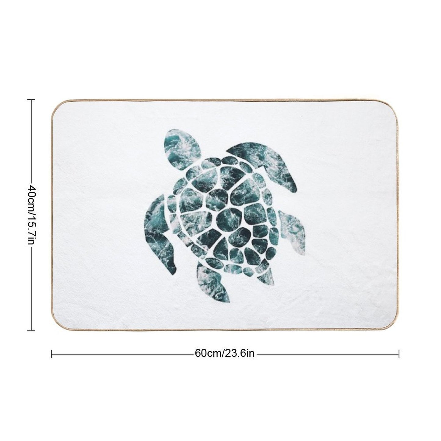 Sea Turtle - Turquoise Ocean Waves Slip-Resistant Bath Mat