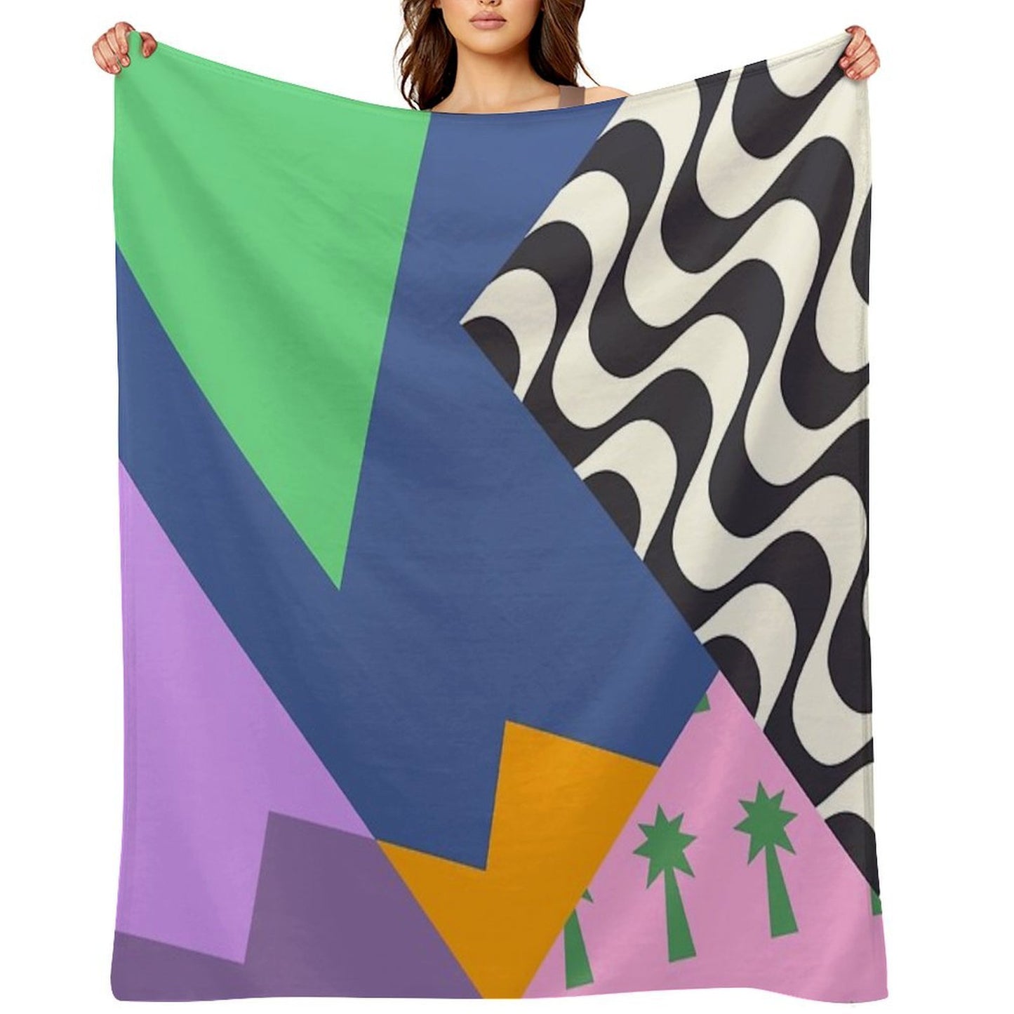 Colorful Abstract Geometric Pop Art Travel-friendly Throw Blanket