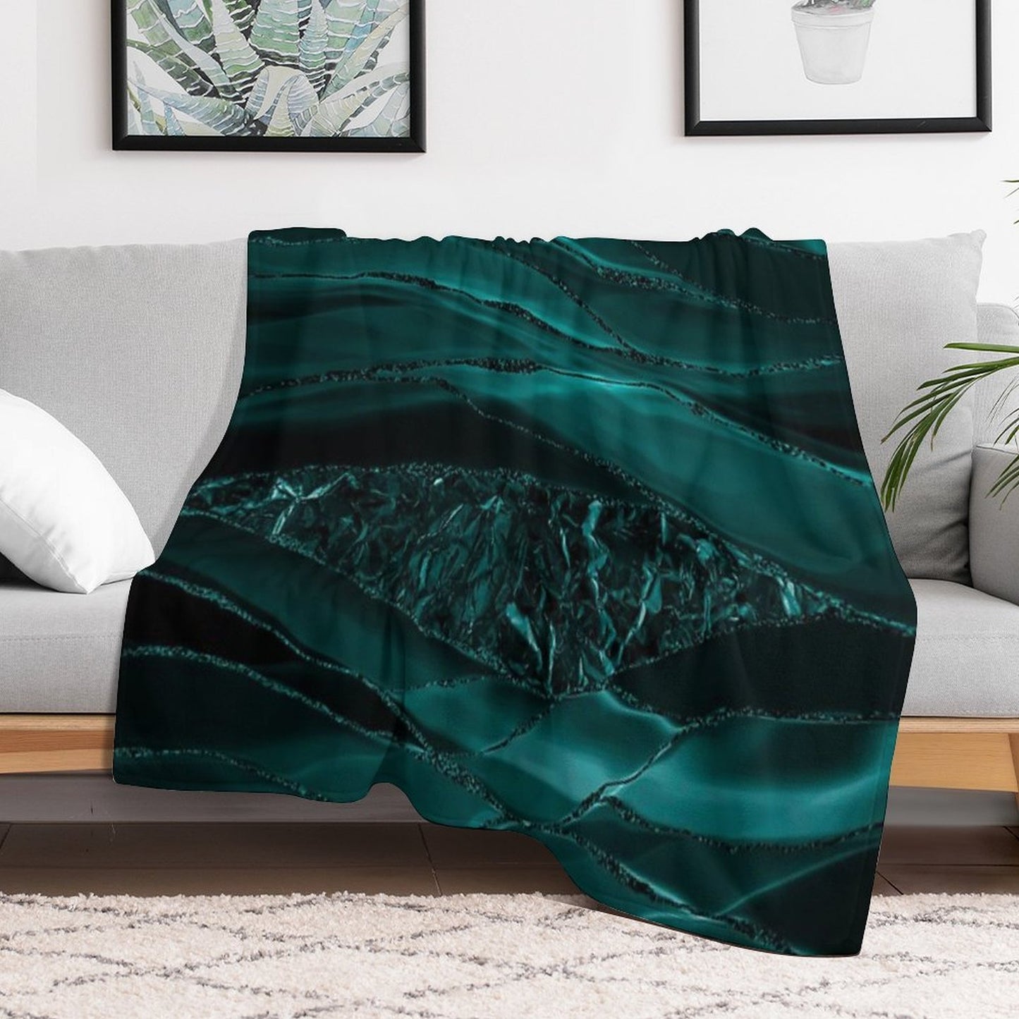 Emerald Green Glamour Marble Faux And Agate Landscapes All-season Throw Blanket