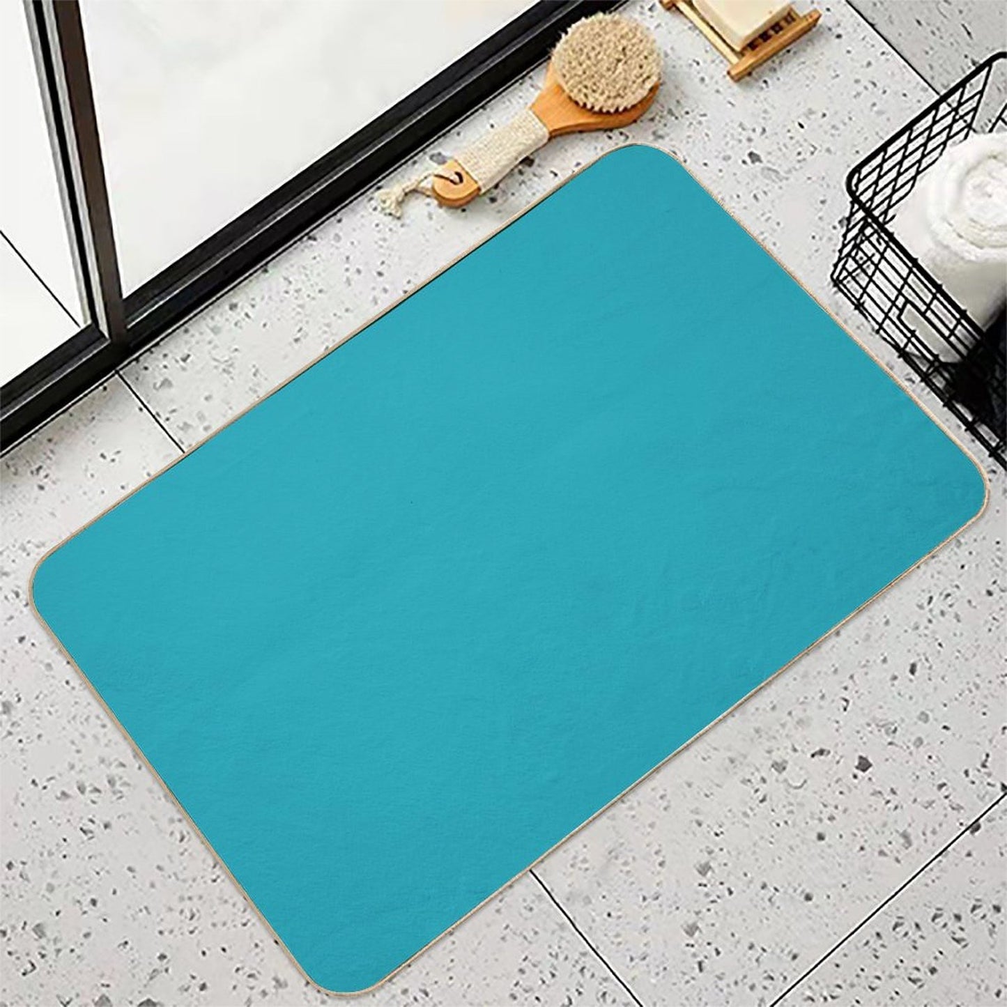 Eastern Blue Solid Color Rapid-Drying Bath Mat
