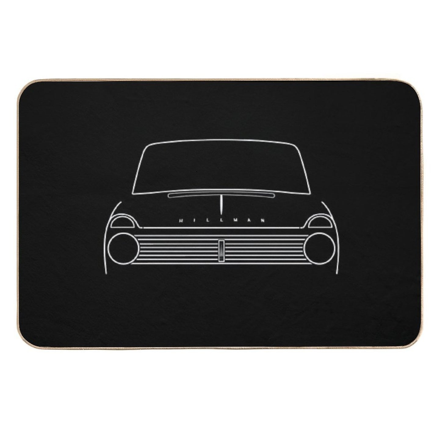 Hillman Super Minx Classic 1960s British Car White Outline Graphic Repositionable Bath Mat