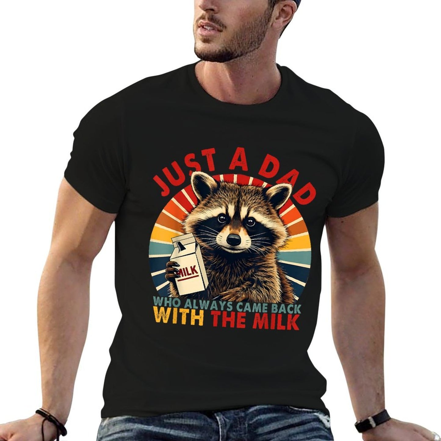 Just A Dad Who Always Came Back With The Milk Fathers Day Graphic-printed T-Shirt