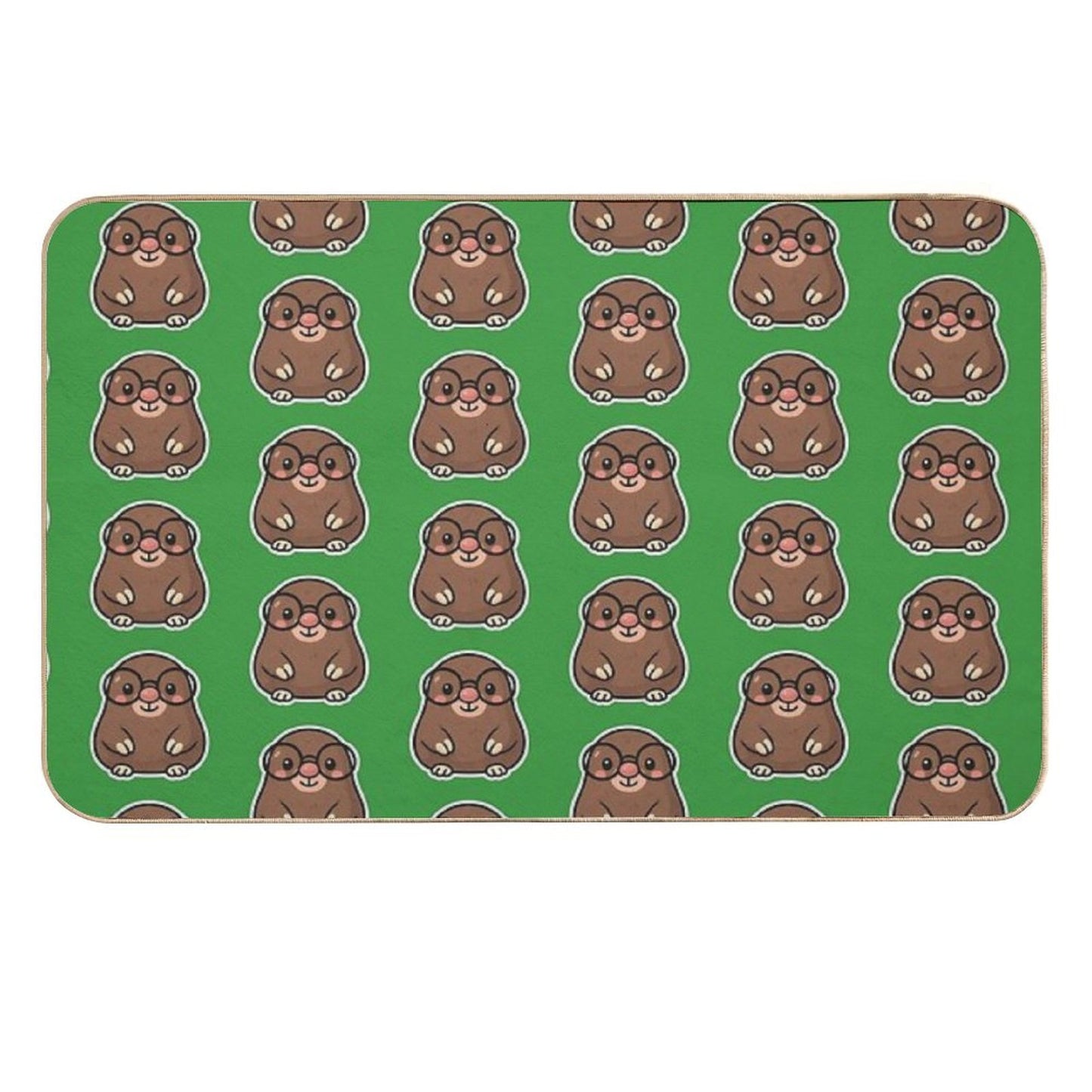 Cute Mole with Big Glasses So He Can See. Dirt-Trapping Bath Mat