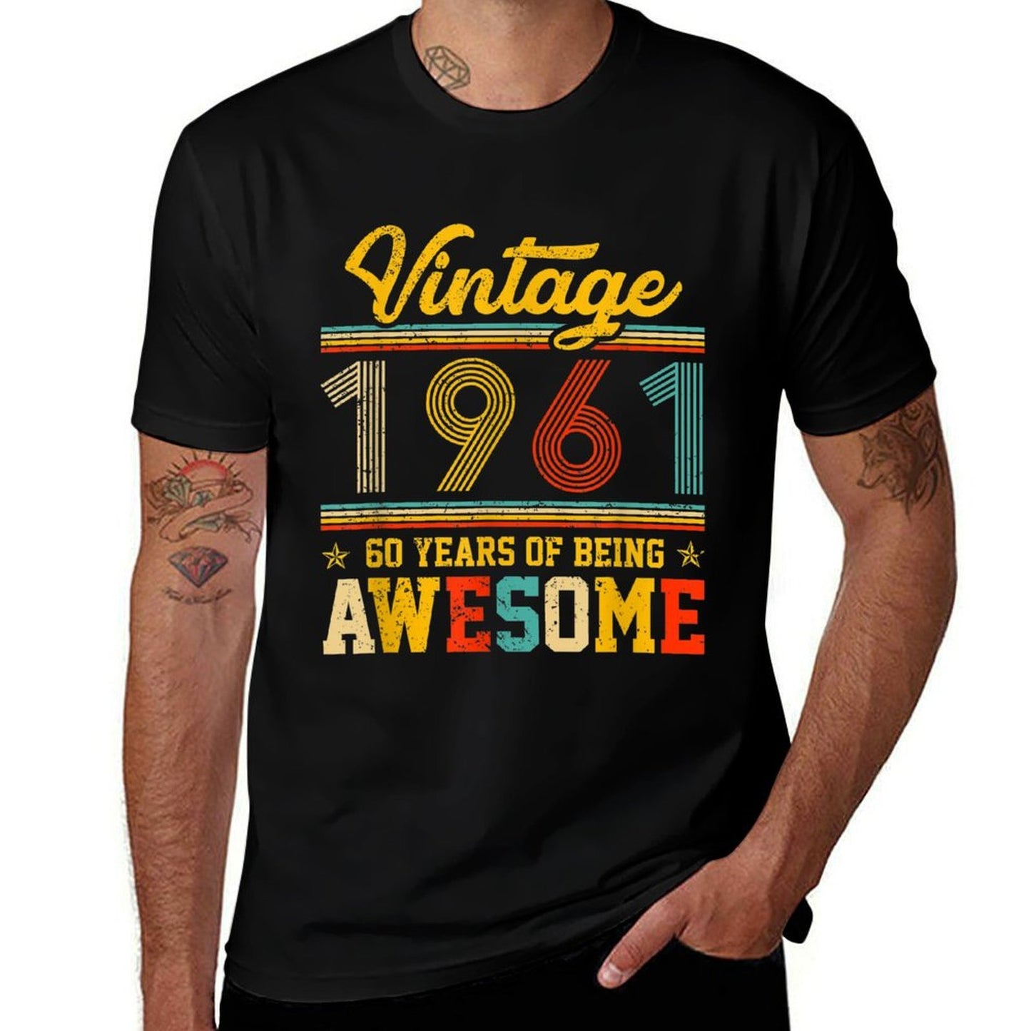Vintage 1961, 60 Years Of Being Awesome, 60th Birthday Wrinkle-resistant T-Shirt