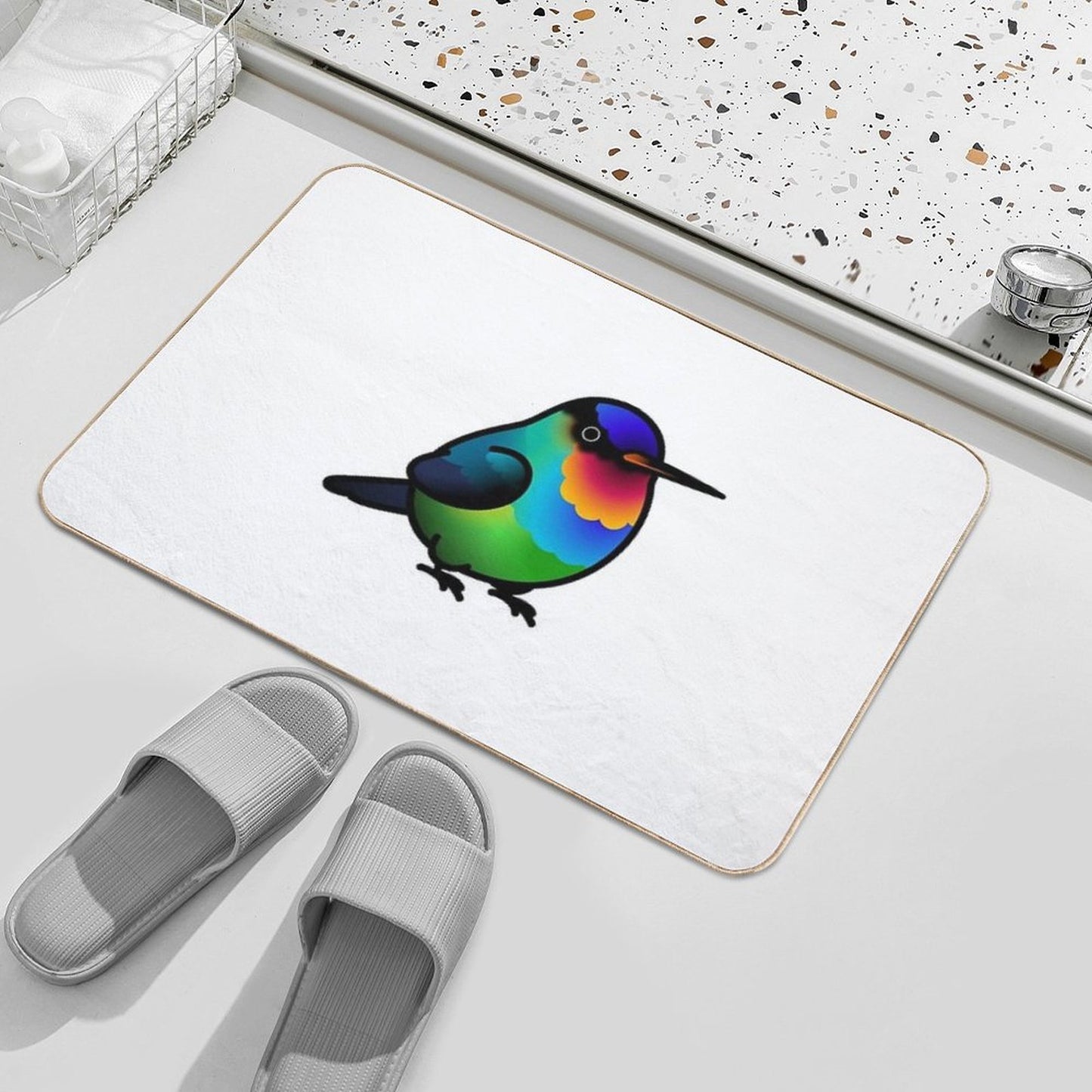 Chubby Fiery-throated Hummingbird Repositionable Bath Mat