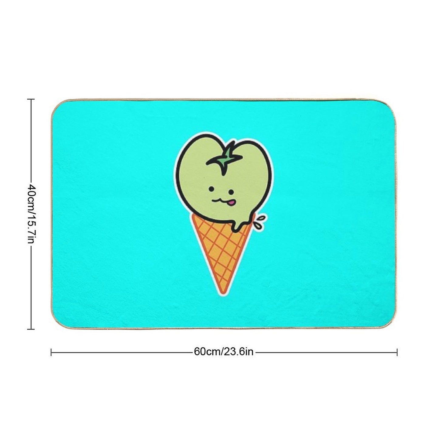 Kawaii Green Tomato Mascot No. 4 Stain-Proof Bath Mat