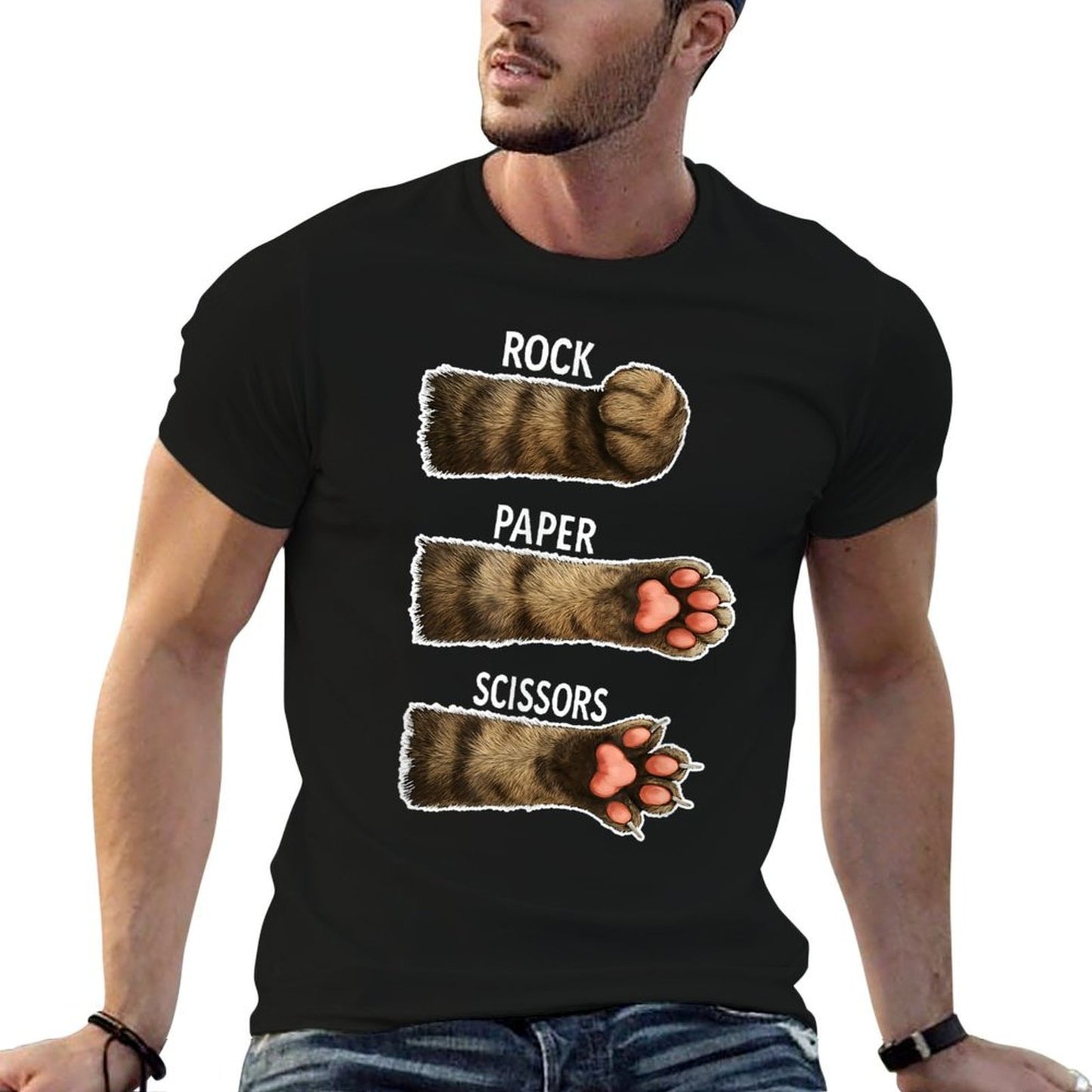 Cat Rock Paper Scissors Cat Paws Costume Funny Girls Meme Versatile T-Shirt