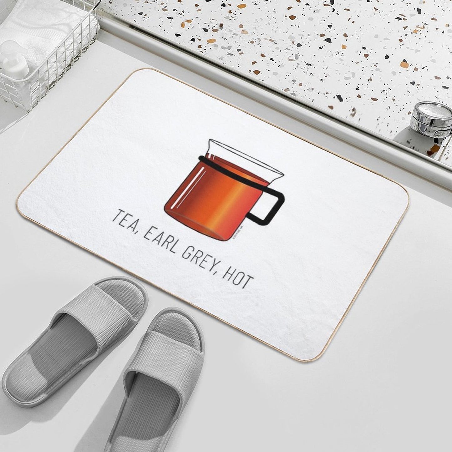 Tea, Earl Grey, Hot - Captain Picard, Star Trek TNG, (light Backgrounds) Long-Lasting Bath Mat