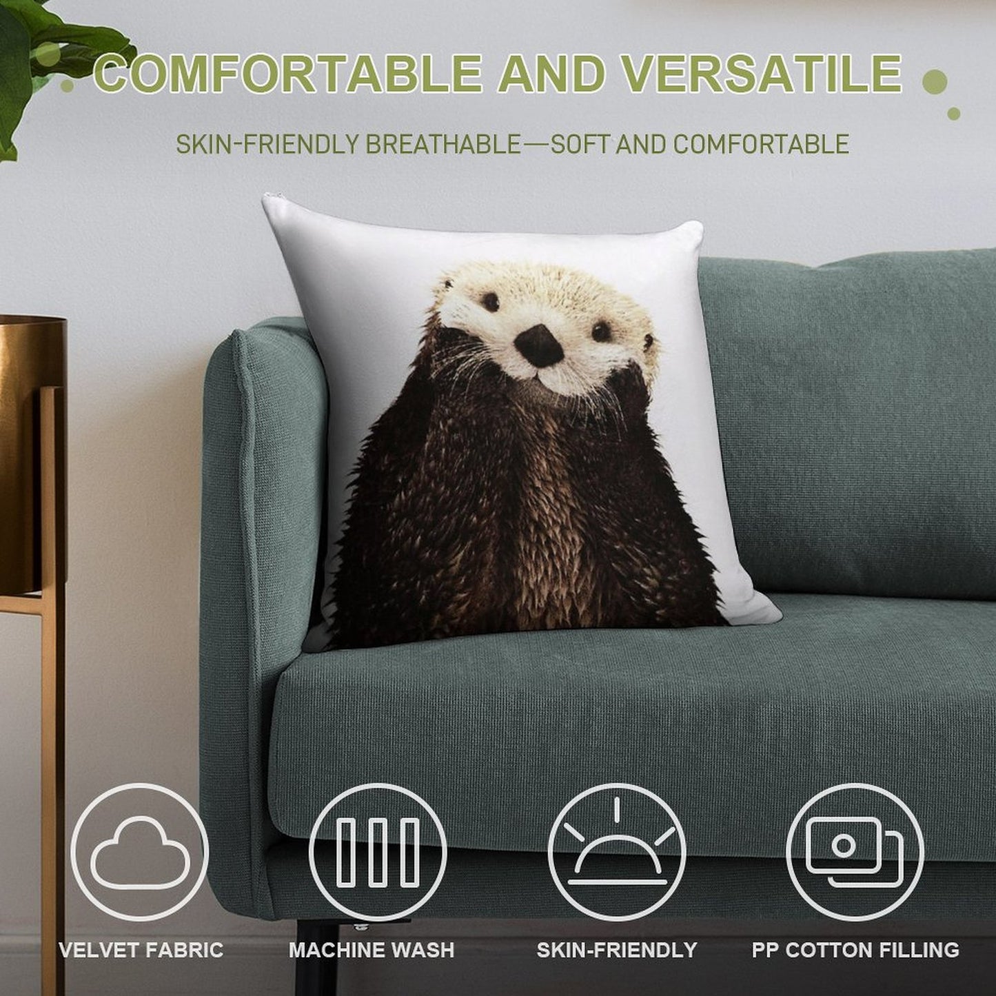 Otters Gonna Ott Soft Reinforced Edging Throw Pillow