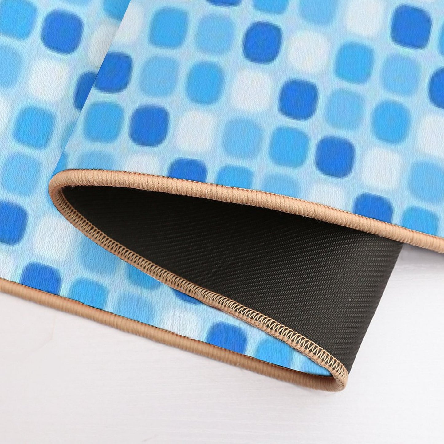 Simple Design - Blue Square Pattern Slip-Resistant Bath Mat