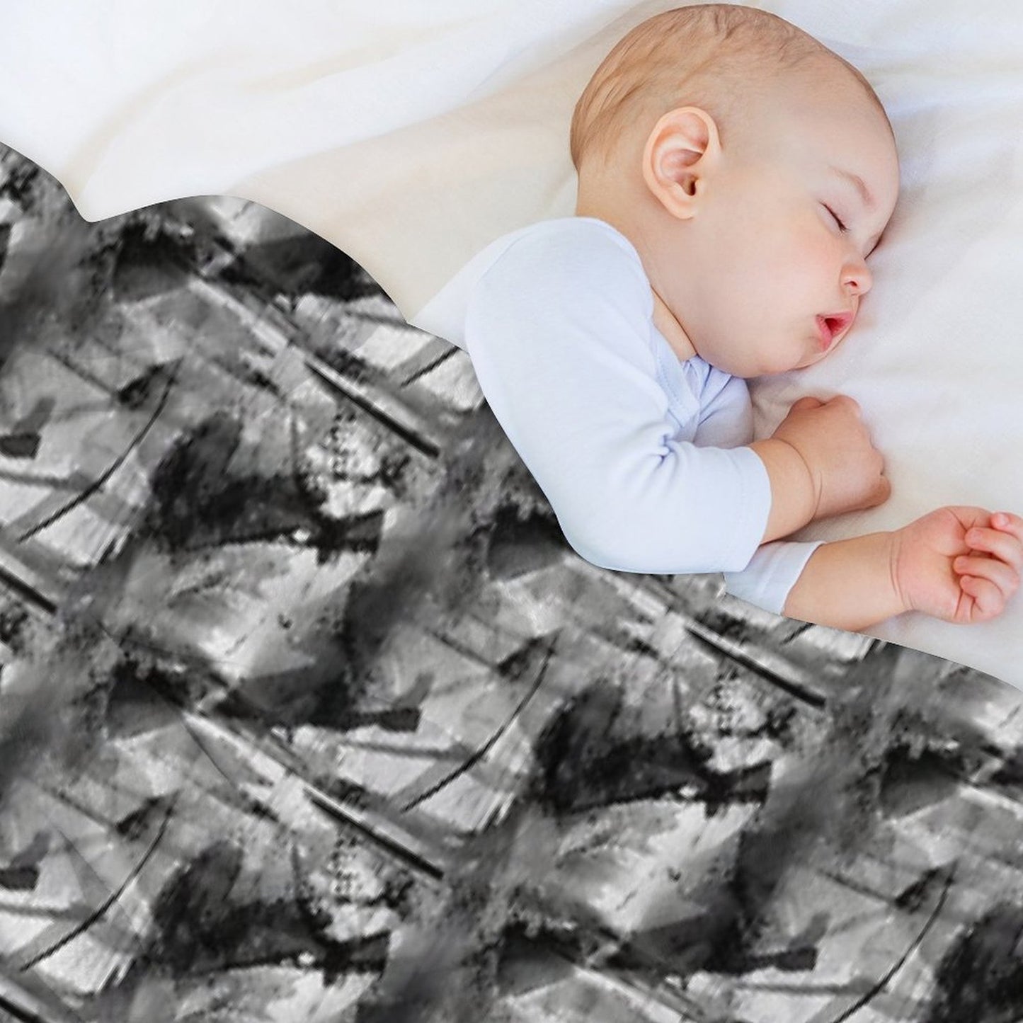 Grunge Monochromatic Grayscale Pattern Sustainable Throw Blanket
