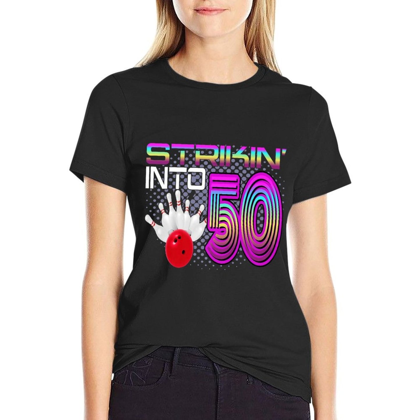 Striking Into 50 Bowling Bowler 50th Birthday Celebration Premium Wrinkle-resistant T-Shirt