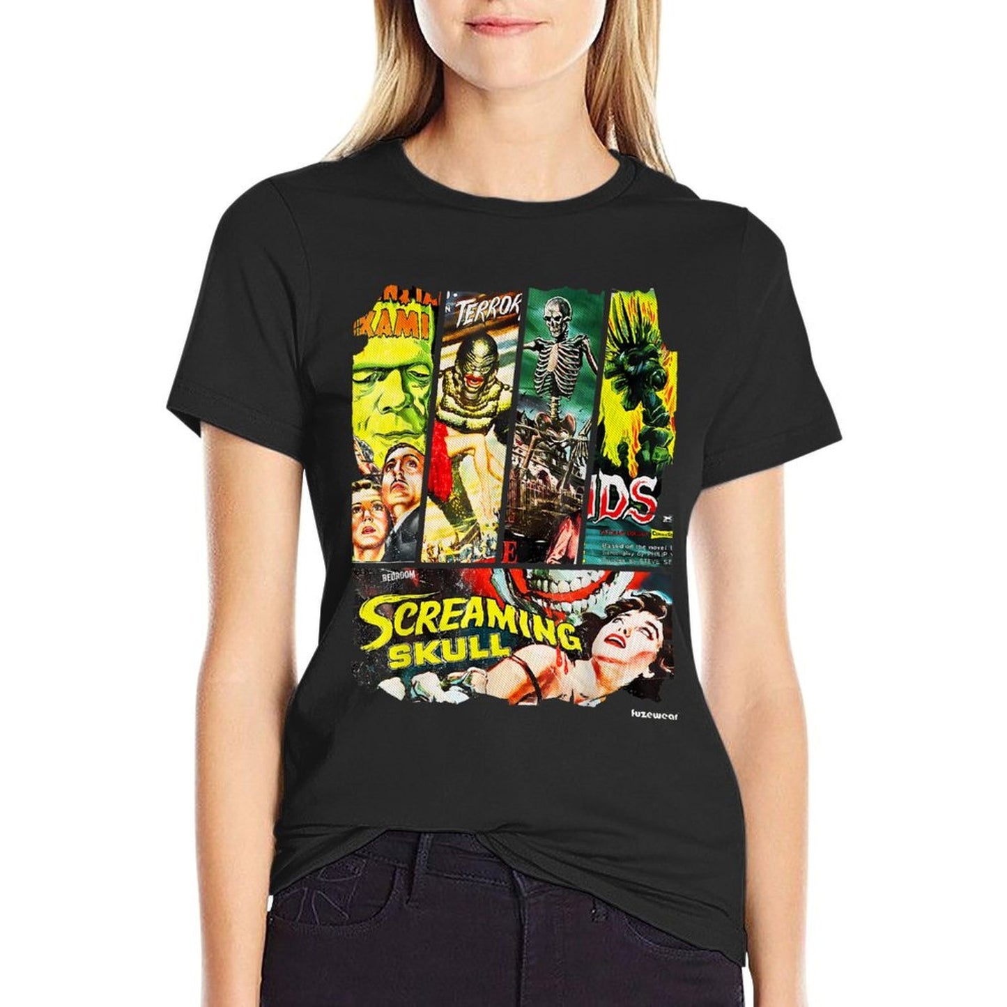 Vintage Style Sci Fi Horror Movie Poster Collage Wrinkle-resistant T-Shirt