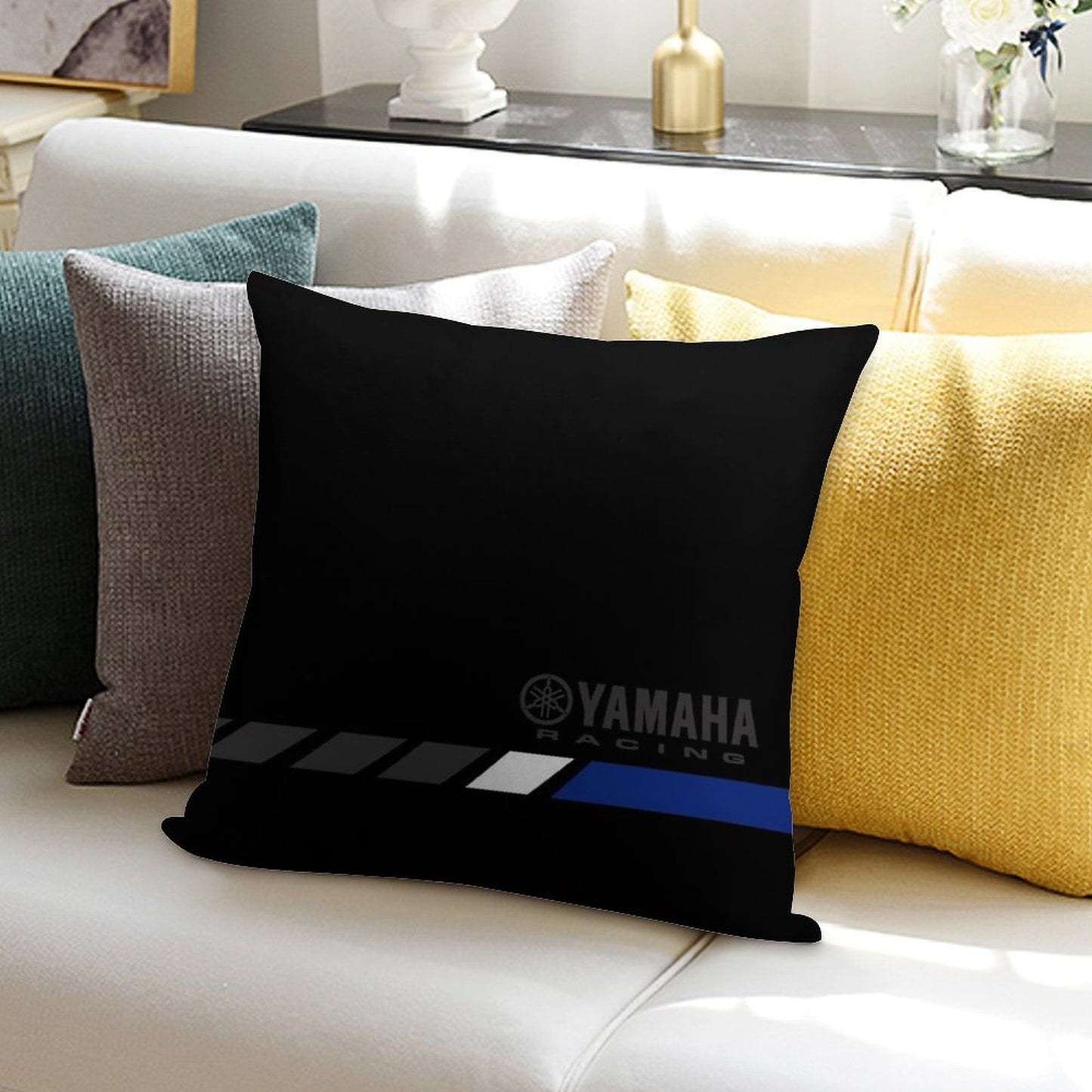 YAMAHA Blue Soft Reinforced Edging Throw Pillow