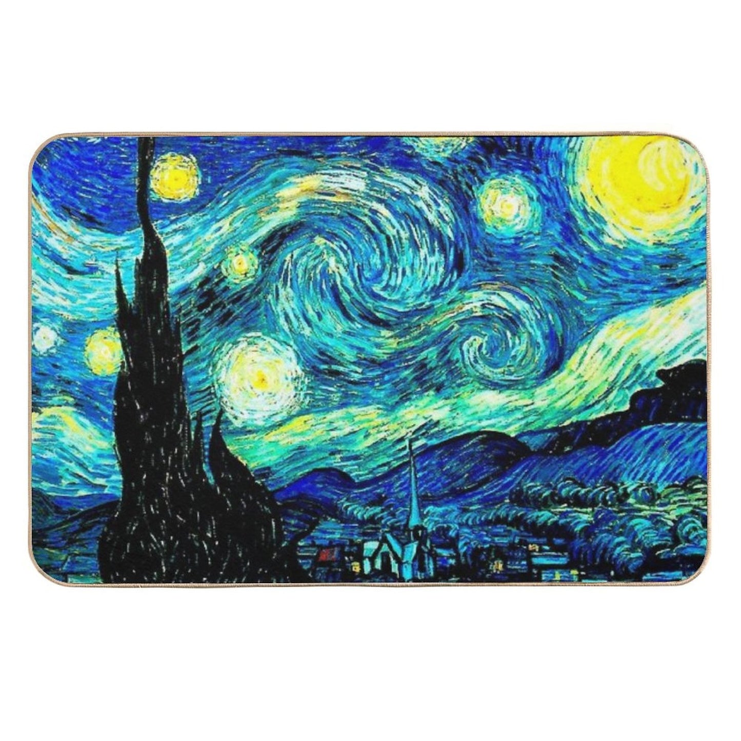 STARRY NIGHT Vincent Van Gogh Famous Painting Print Dirt-Trapping Bath Mat