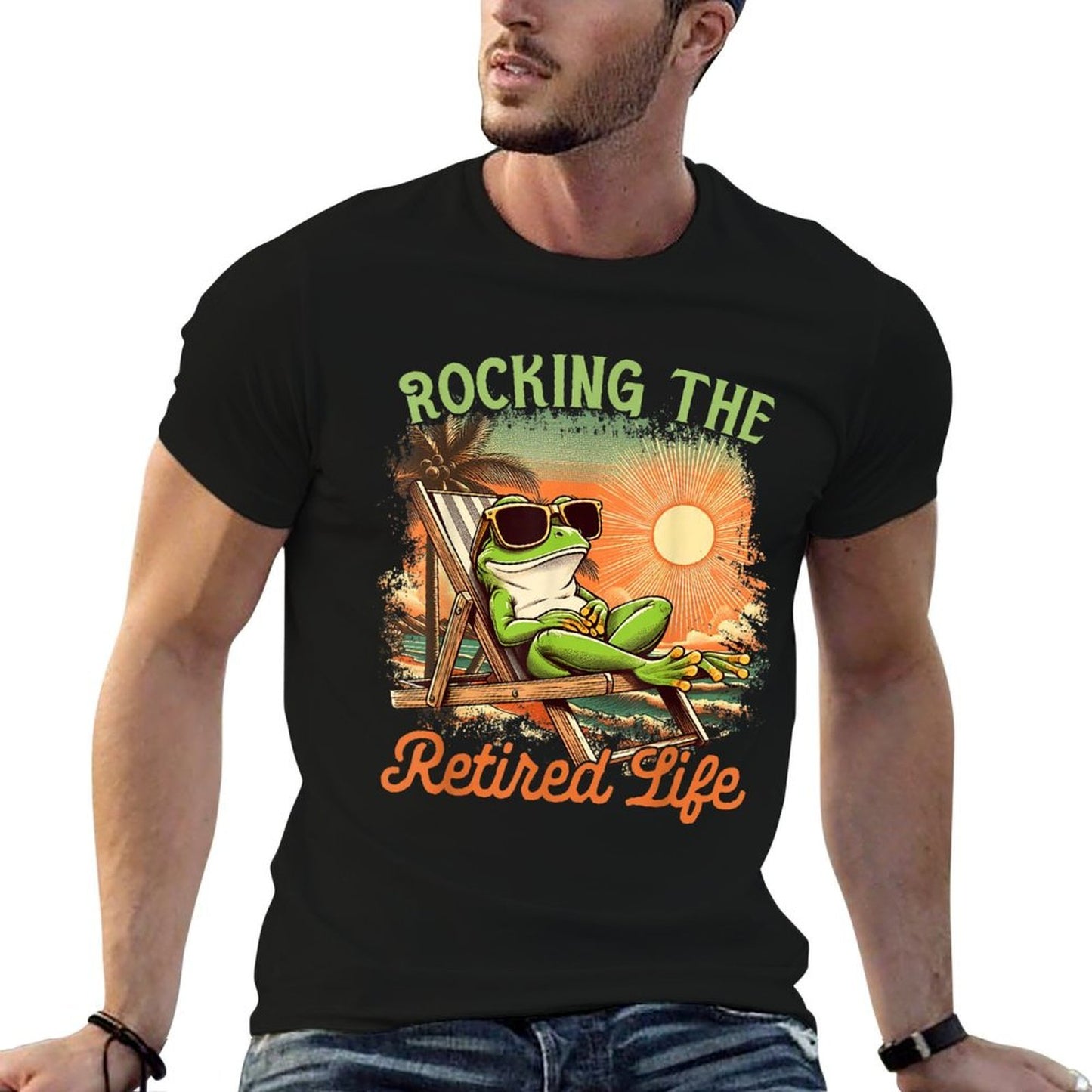 Retired Coworker Frog Retirement Rocking The Retired Life Stretchy T-Shirt