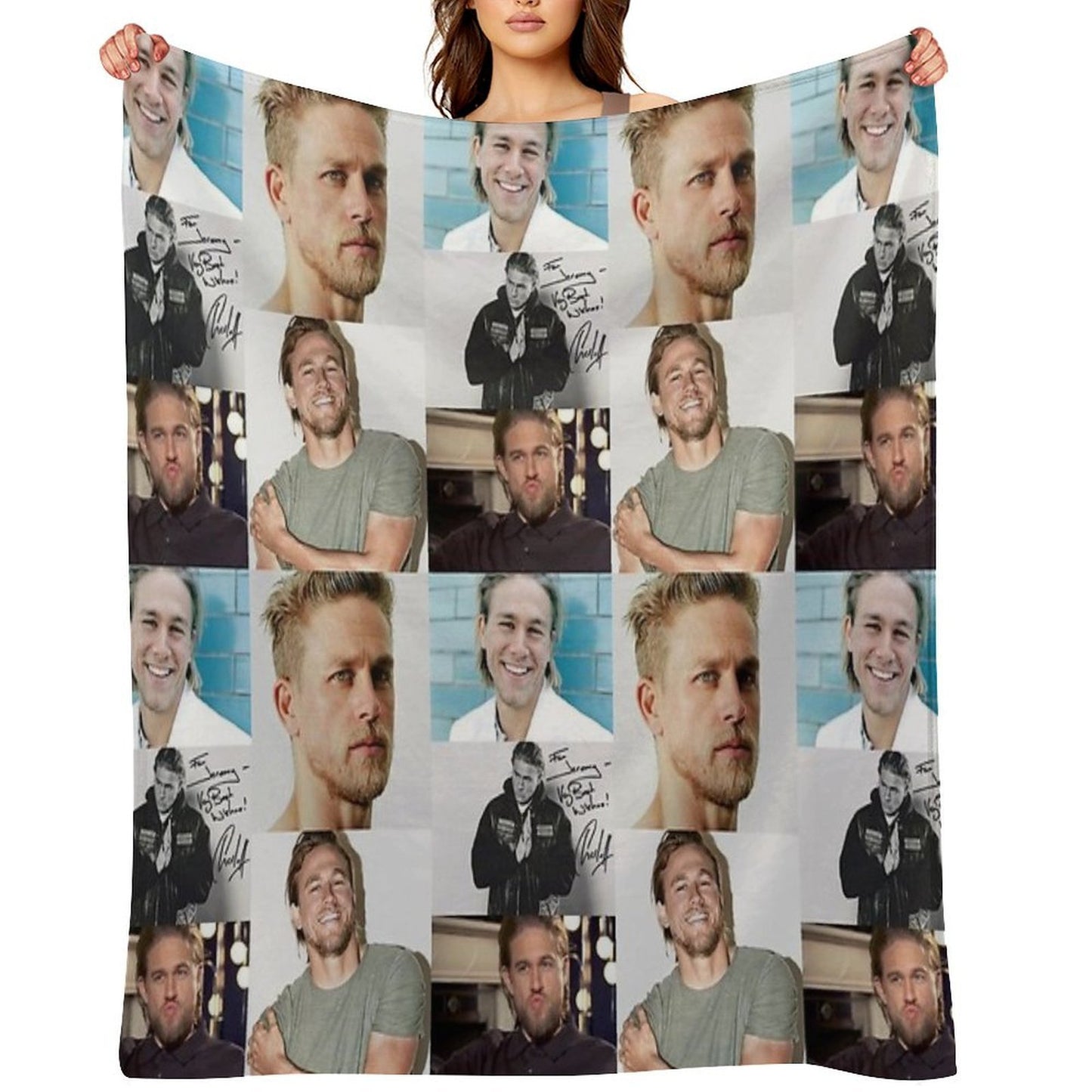 Charlie Hunnam Signed Art Travel-friendly Throw Blanket