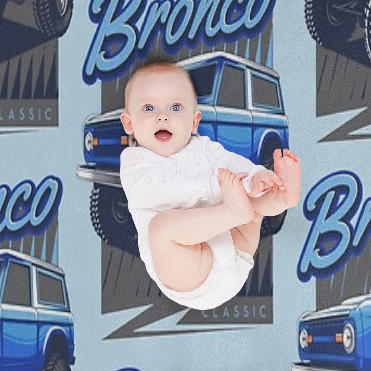 Ford Bronco Truck Classic Ford Bronco Blue Compact Throw Blanket