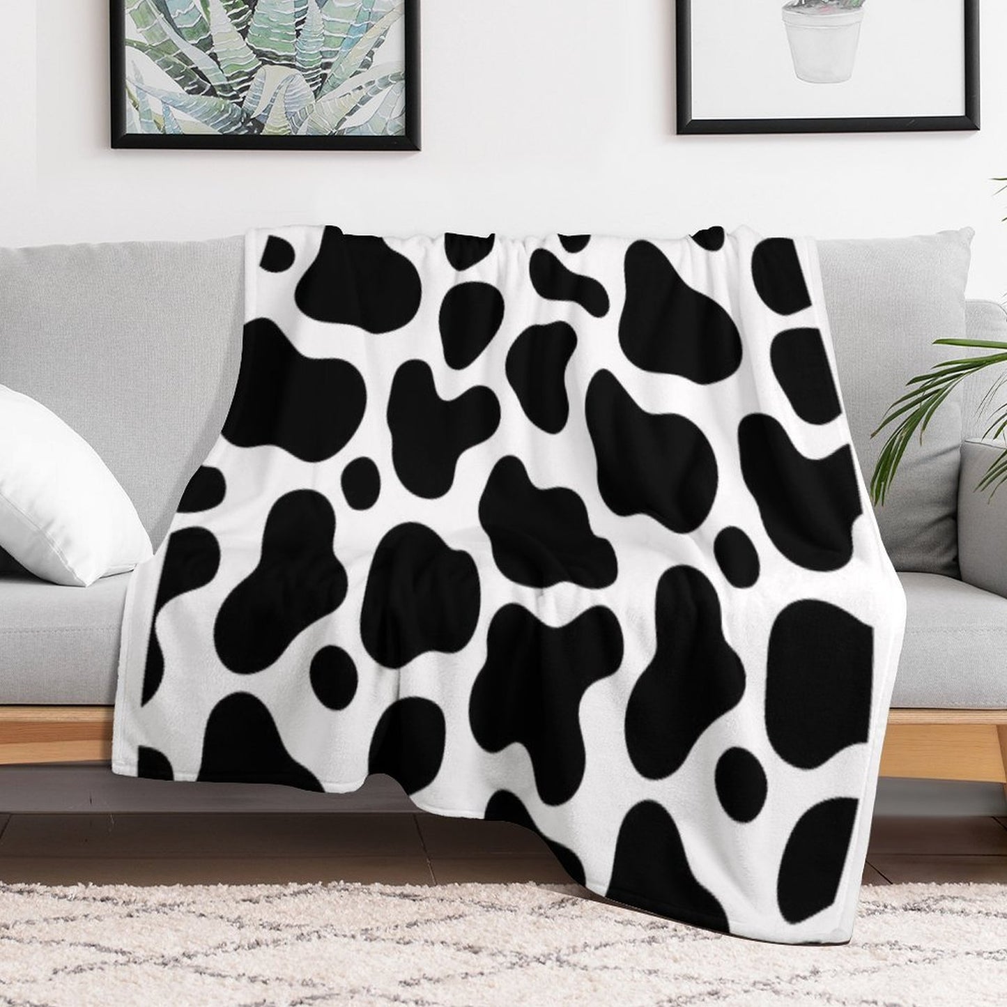 Seamless Cow Pattern Eco-conscious Throw Blanket