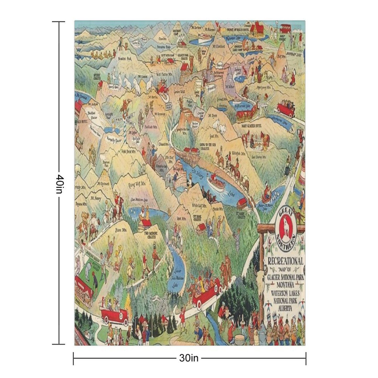 Old Glacier National Park Map (1925) Vintage Montana Natural Reserve Atlas Quick-dry Throw Blanket