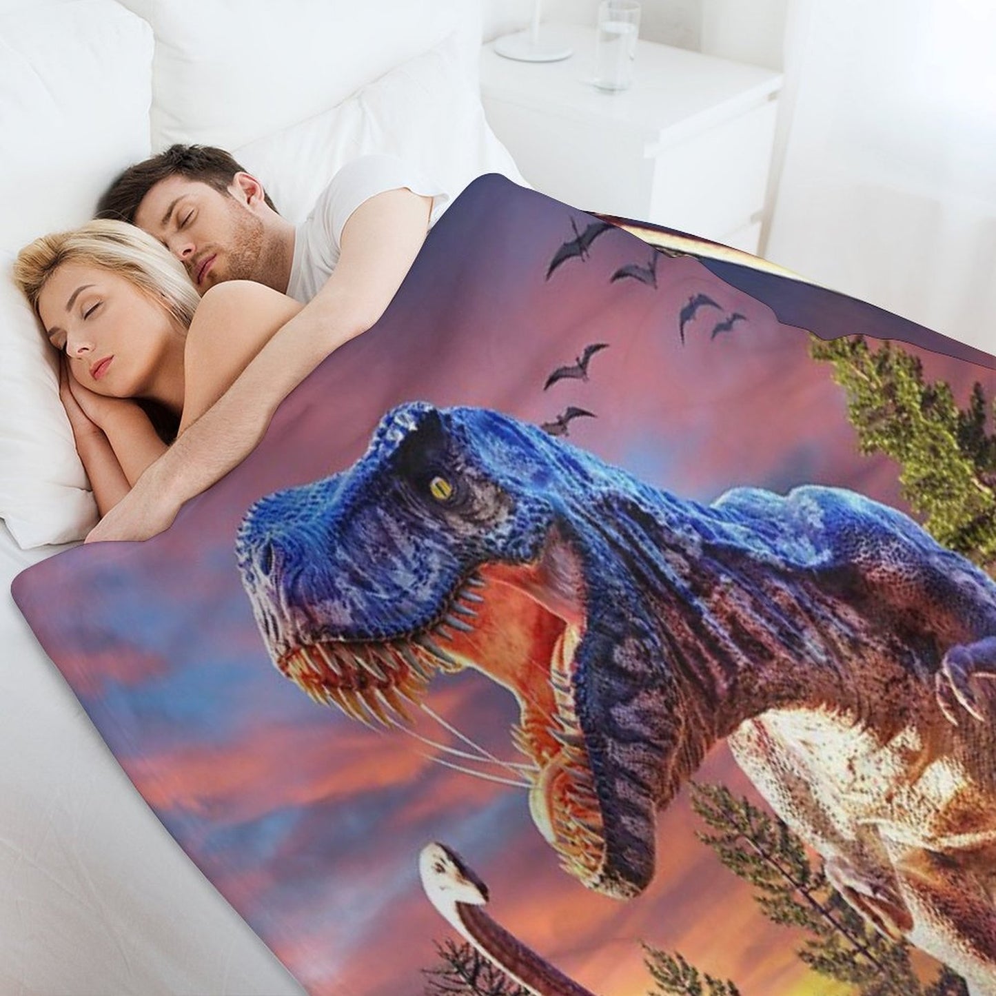 T-Rex_Attack Premium Throw Blanket