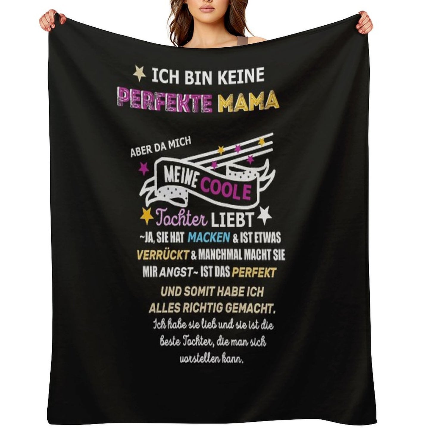 Not A Perfect Mom Daughter Saying Travel-friendly Throw Blanket