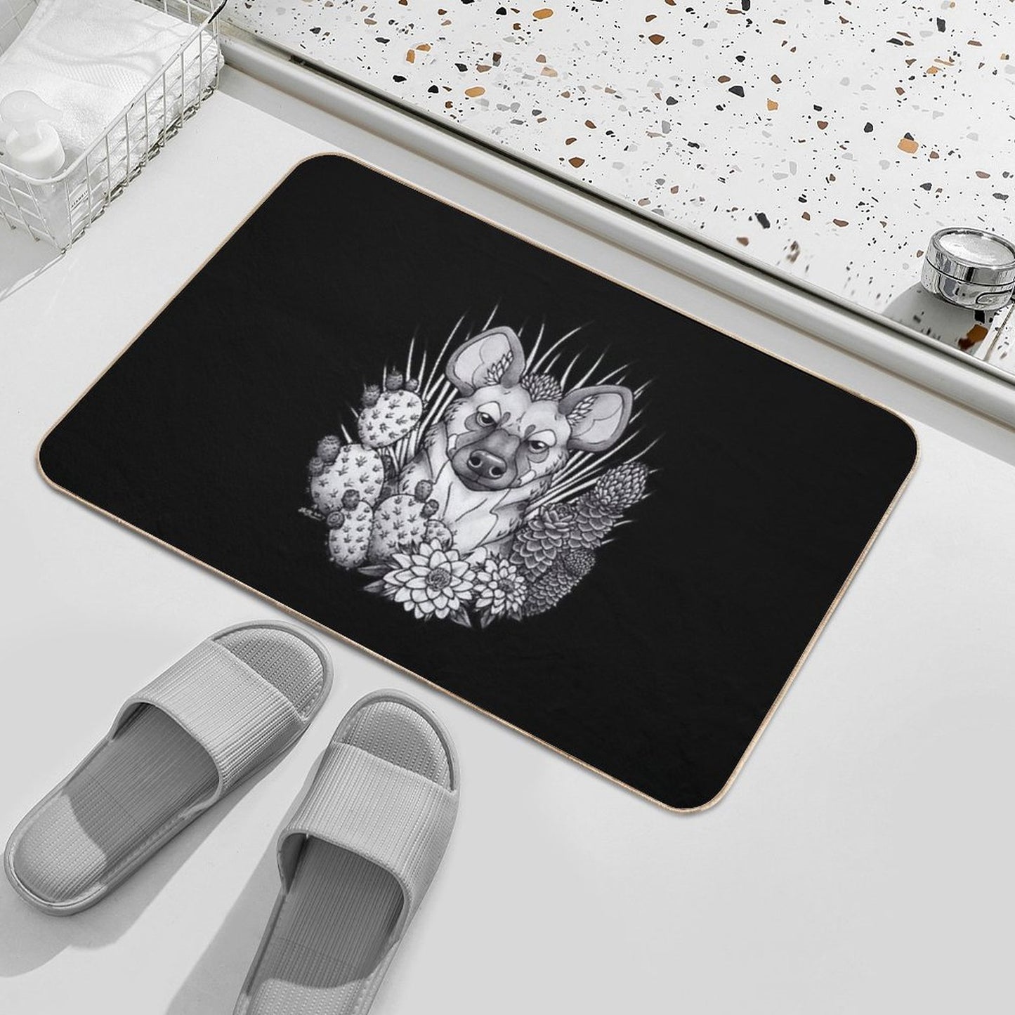 Hyena & Arid Plants Non-Slip Bath Mat
