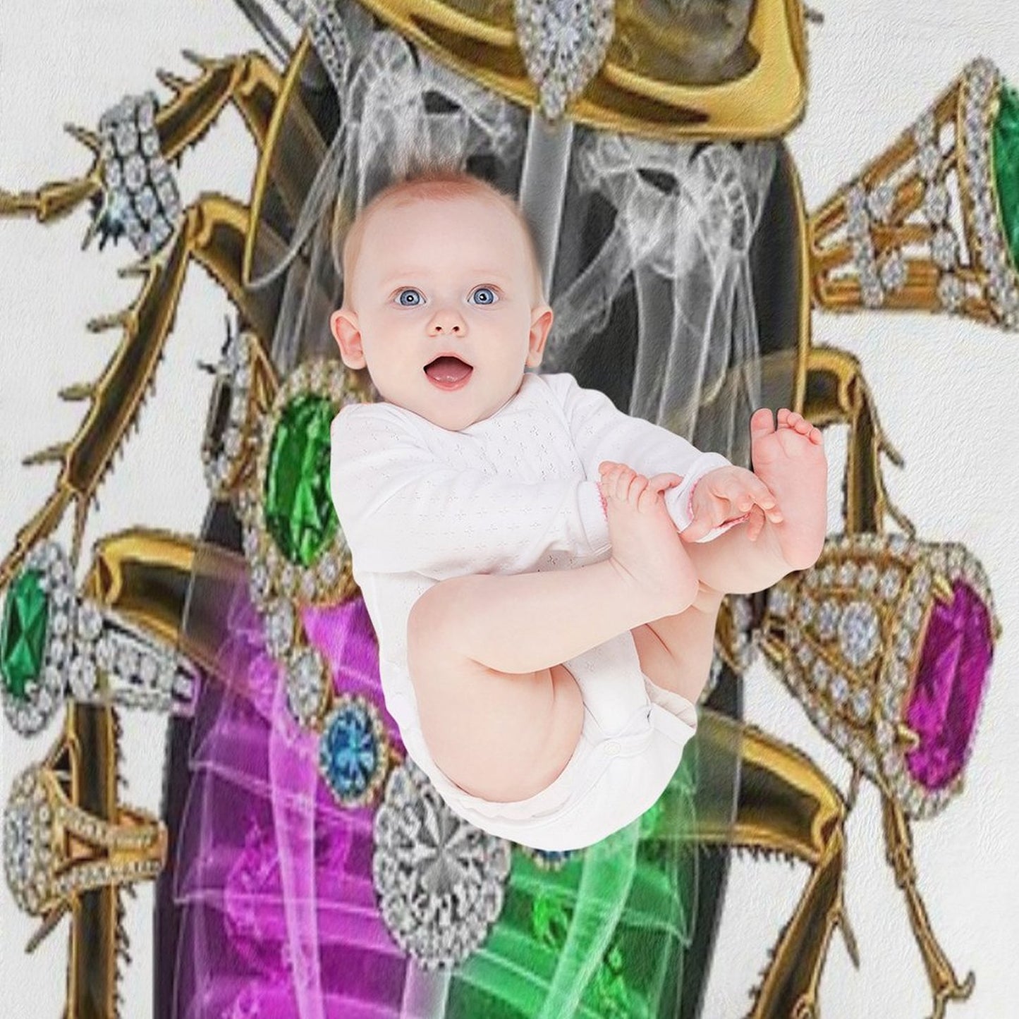Skeleton Cockroach with Diamonds And Jewels Eco-conscious Throw Blanket