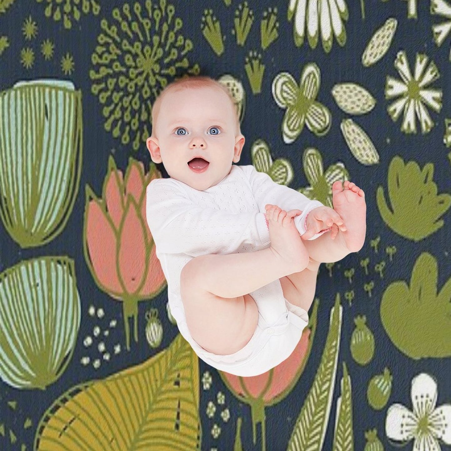 Botanical Sketchbook M+M Navy by Friztin Travel-friendly Throw Blanket