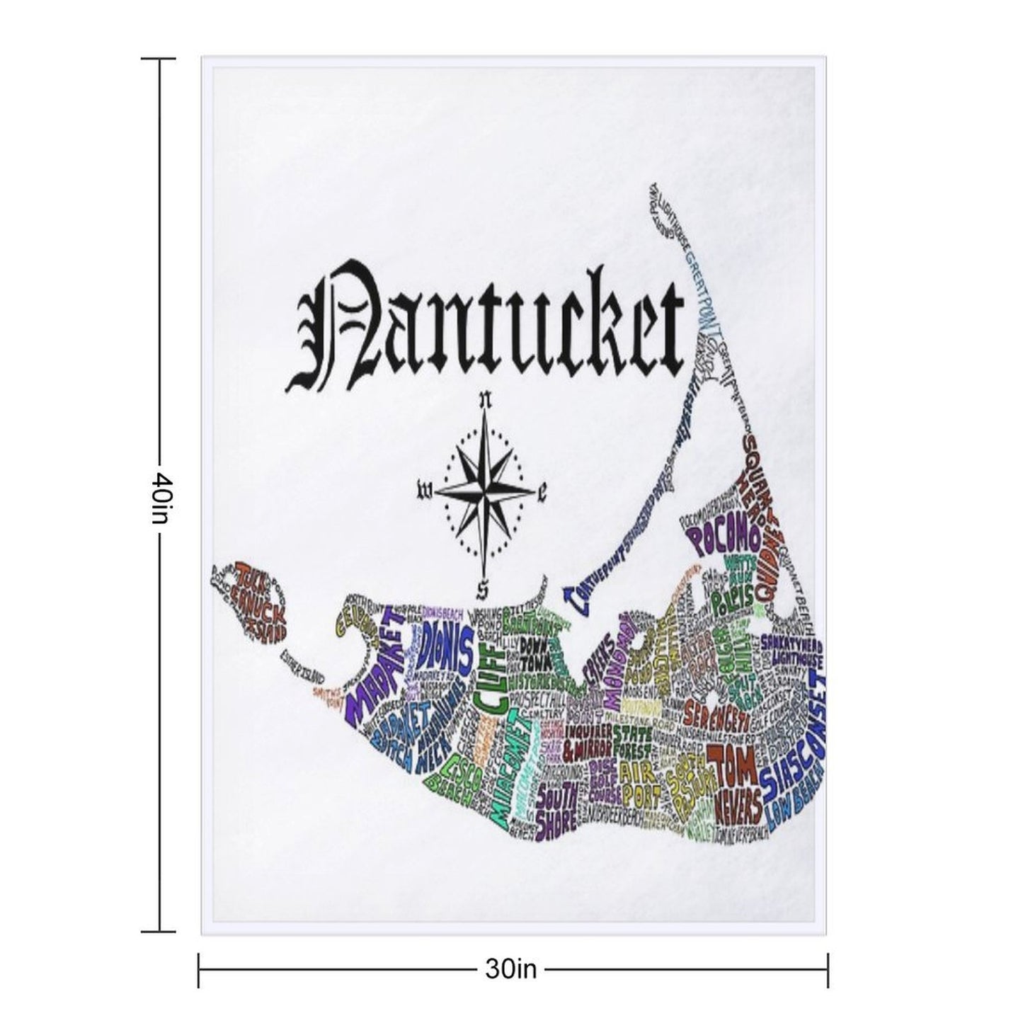 Nantucket Word Map Easy Care Throw Blanket