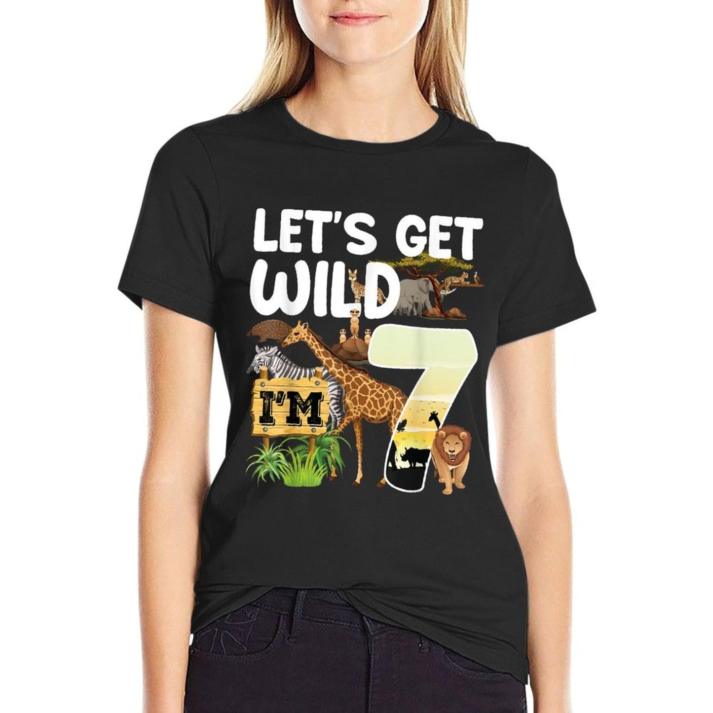 7 Year Old Zoo Birthday Safari Jungle Animal 7th B-day Eco-friendly Material T-Shirt