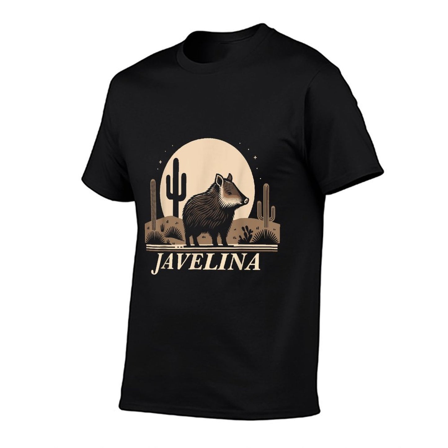 Javelina in Desert Landscape, Javelina Polyester Blend T-Shirt