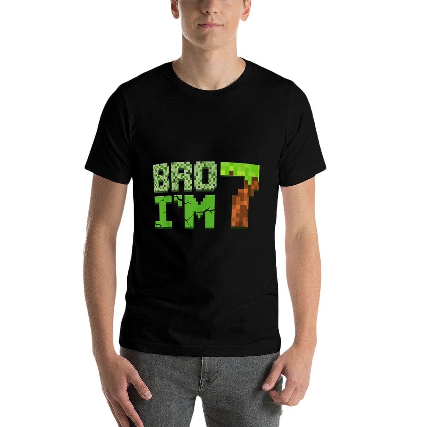 Birthday Boy 7th Birthday 7 Year Old Gamer Pixel Number Durable T-Shirt