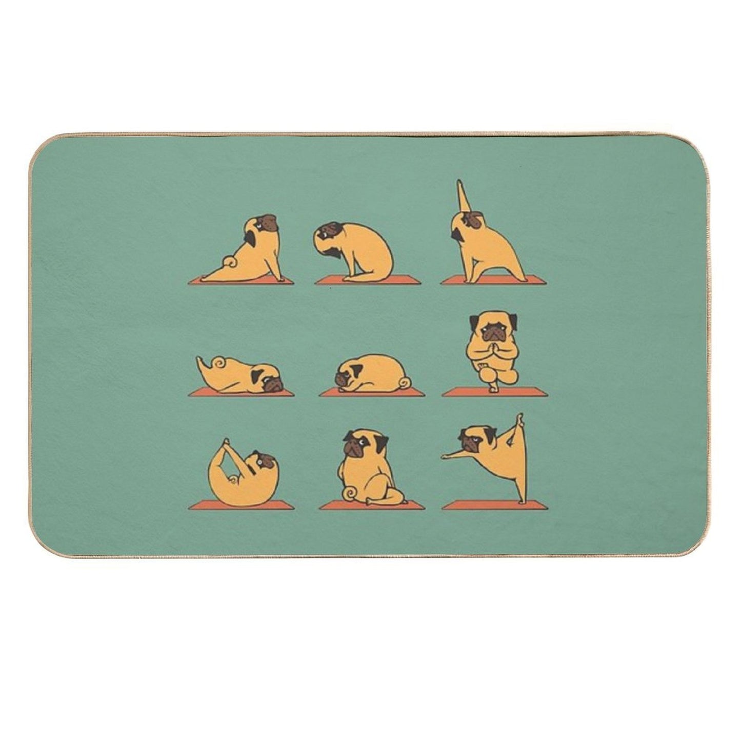 Pug Yoga  Stain-Proof Bath Mat