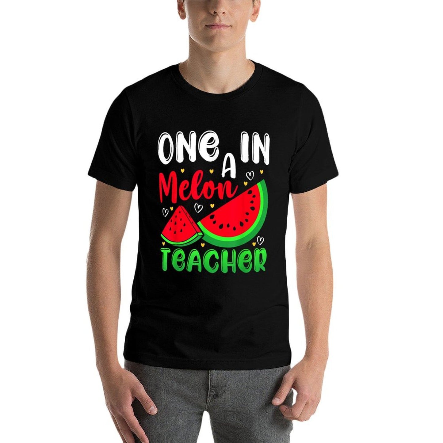 One In A Melon Teacher Watermelon Funny Summer Easy-care T-Shirt