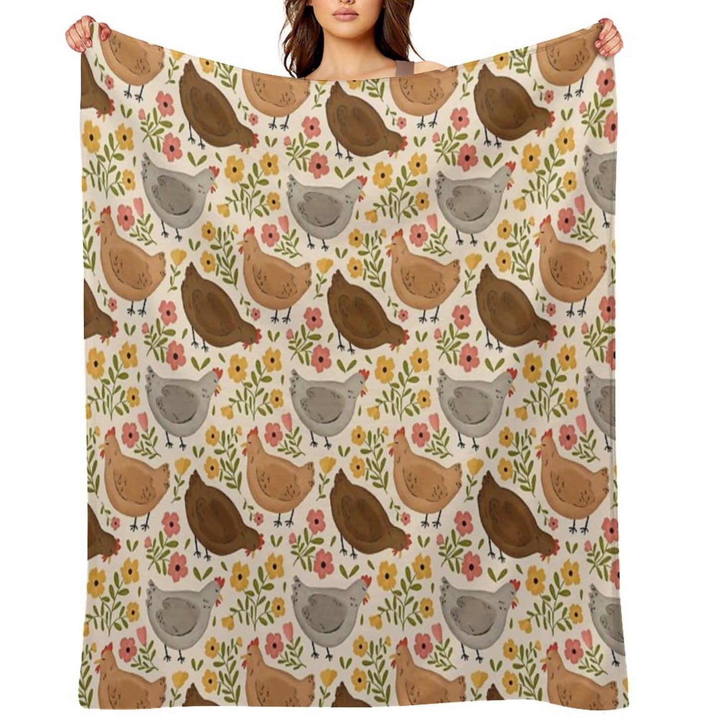 Springtime Chickens Eco-conscious Throw Blanket